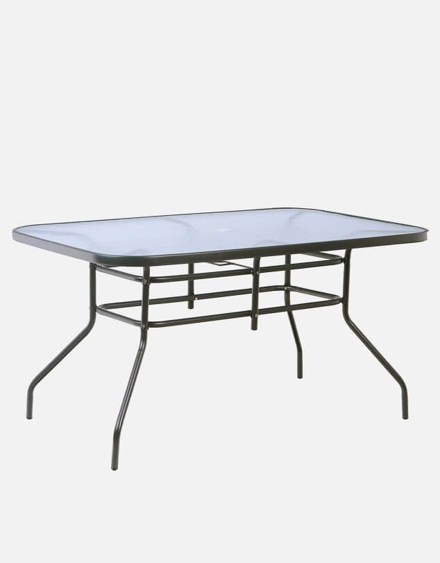 	Mesa Reta A�o e Vidro 142x90x71cm para �rea Externa Home Collection
