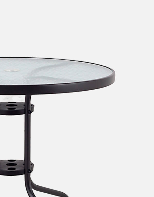 Mesa Redonda com Tampo de Vidro 70x60cm Preto