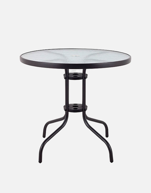 Mesa Redonda com Tampo de Vidro 70x60cm Preto